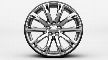 Obraz premium Sleek Alloy Wheel: Captivating close-up shot of a stylish, chrome alloy wheel, radiating sophistication and advanced engineering.
