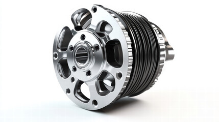 Engine Timing Belt Pulley: A detailed close-up view of an engine timing belt pulley, showcasing its intricate design and precision engineering.