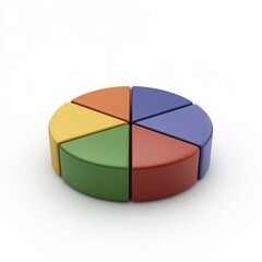 Obraz premium Colorful 3D Pie Chart Graphic for Business Data Presentation