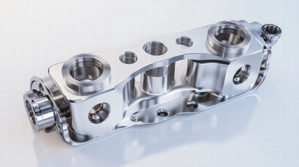 Precision Machined Component: A meticulously crafted metallic component, showcasing intricate design and precision engineering.  Its silvery surface reflects light.