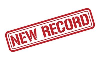 NEW RECORD red stamp text vector, rubber stamp