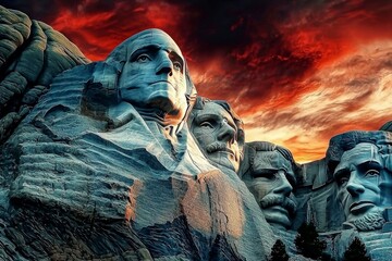 Obraz premium Celebrate the 4th of July with a stunning wallpaper featuring Mount Rushmore.