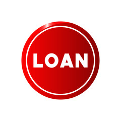 Red Round Loan Tag Financial Label Money Borrowing Sign Isolated on White