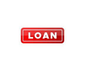 Red Loan Tag  Financial Label Money Borrowing Sign and Credit Badge Isolated on White