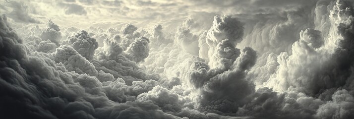 Obraz premium Dramatic sky filled with dark storm clouds illuminated from above