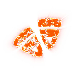 Burning icon candy corn on transparent background. Looks like burnt paper