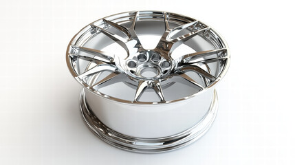 Shiny Wheel Rim: A detailed close-up of a gleaming, chrome alloy wheel rim, showcasing its intricate design and polished surface.