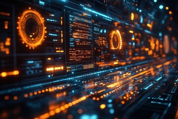 Fototapeta premium Futuristic Digital Interface: A Glimpse into the Technological Future
