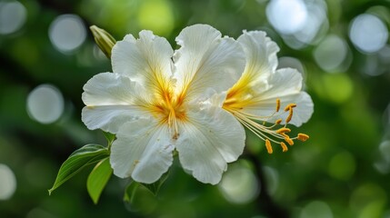 Obraz premium White flowers in garden, natural light, close-up