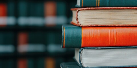 Books stacked in a library knowledge hub photography indoor close-up learning environment