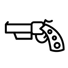 Retro Pistol Vector Line Icon Design