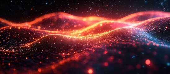 Fototapeta premium Abstract Cosmic Landscape: Glowing Nebula and Celestial Dust