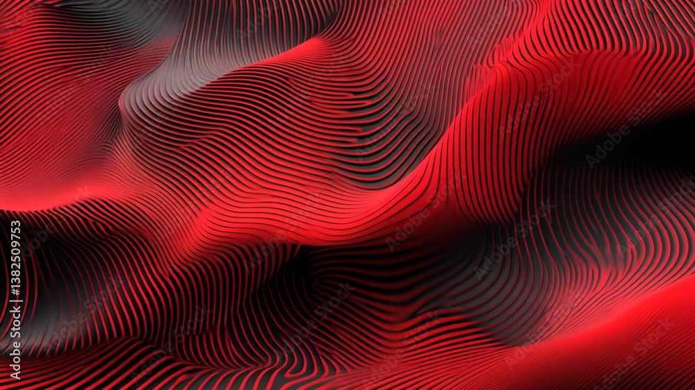 Poster tech art inspired by red gradient abstract lines generative ai
