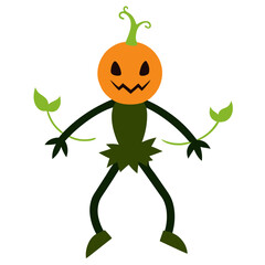 A jack-o'-lantern creature with vines as limbs