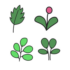vector set of green leaves