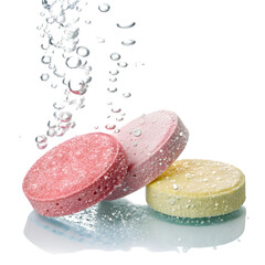 Dissolving Tablets: Effervescent Medicine Photo on transparent background