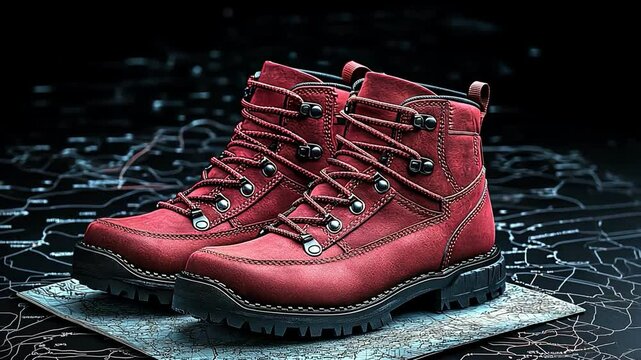 Durable red hiking boots for outdoor adventures, perfect for exploring rugged terrains and enjoying natures beauty.