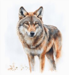 Obraz premium Watercolor Wolf Painting on White Background