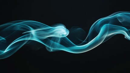Abstract swirls of turquoise smoke on black background