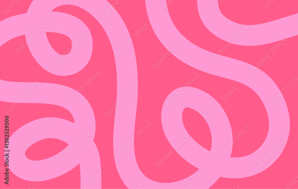 Aufkleber Abstract wavy line pattern with fluid shapes in 70s retro style. Flowing wave ribbon in pink gradient colors background. Vector design template for social media, cover, banner, flyer, music