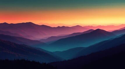Naklejka premium Sunset Mountainscape