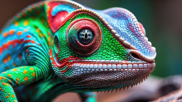 Close-up view of Panther chameleon skin.