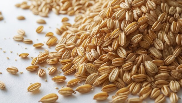 Malted Barley Piled on a White Background