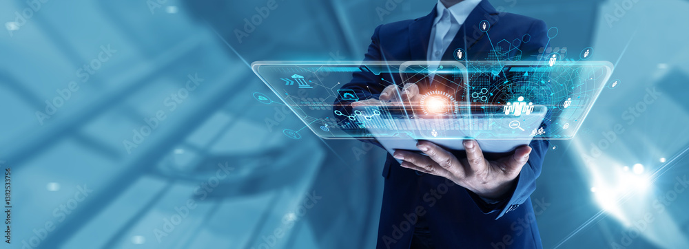 Aufkleber Global business structure of networking. Analysis and data exchange customer connection, HR recruitment and global outsourcing, Customer service, Teamwork, Strategy, Technology and social network.