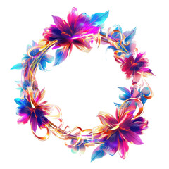 Obraz premium Vibrant Neon Floral Wreath with Futuristic Glow