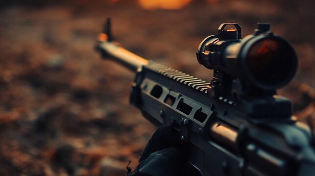 M249 Minimi Light Machine Gun with Scope, Army Mag and Assault Weapon in Black