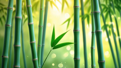 Fototapeta premium many bamboo stalks with a beam of light