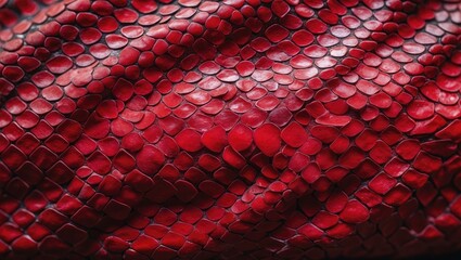 Red python snake skin surface background.