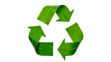 Obraz premium Green Leaves Forming Recycle Symbol Representing Sustainability and Environmental Awareness in Nature Conservation