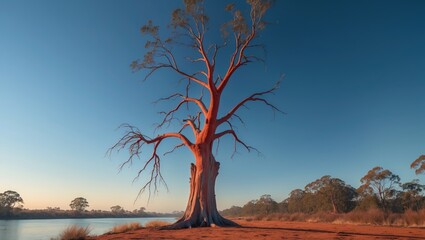 Red Gum trees are significant species that thrive along riverbanks. They depend on consistent flood cycles for their survival, especially during the unprecedented drought of recent years.