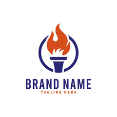 torch design logo in circle shape