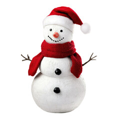 Red Scarf Snowman on transparent background