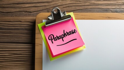 Paraphrase written on sticky notes placed on a table.