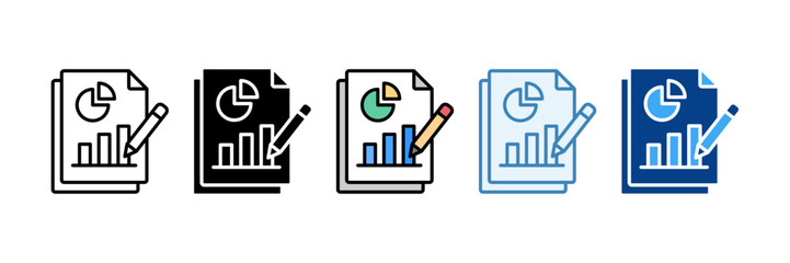 Office Report  Icon Set Multiple Style Collection