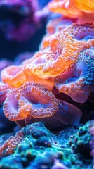 Obraz premium Vibrant marine life, A captivating close-up of coral formations underwater
