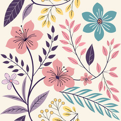 Seamless perfect pattern with small flower motifs in various shades