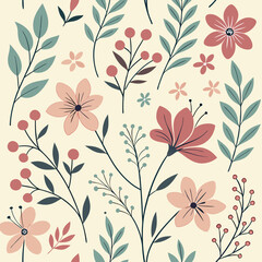 Seamless perfect pattern with small flower motifs in various shades