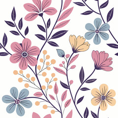 Seamless perfect pattern with small flower motifs in various shades