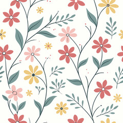 Seamless perfect pattern with small flower motifs in various shades