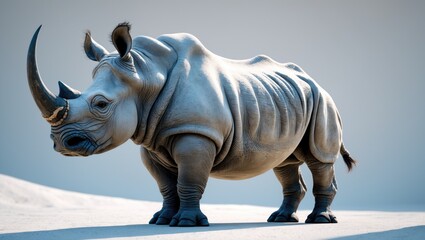 Obraz premium Rhino depicted in side view against a white background.