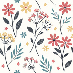 Seamless perfect pattern with small flower motifs in various shades