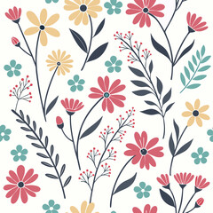 Seamless perfect pattern with small flower motifs in various shades