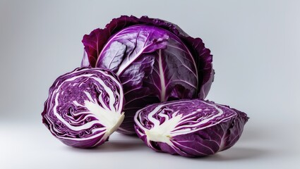 Red cabbage on a white background, isolated.