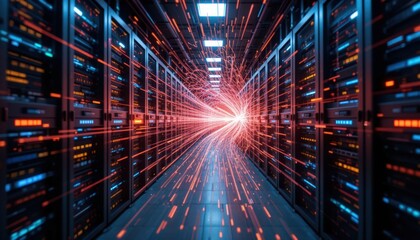 Dedicated server in a data center highlighting the core of advanced digital technology infrastructure