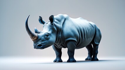 Fototapeta premium Rhinoceros separated against a white backdrop.