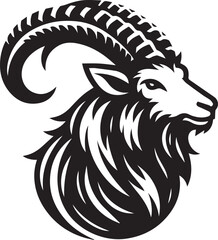 Markhor vector in black and white